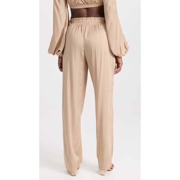DIARRABLU SOLID CREAM LEER WIDE LEG PULL ON PANTS - Picture 2 of 9